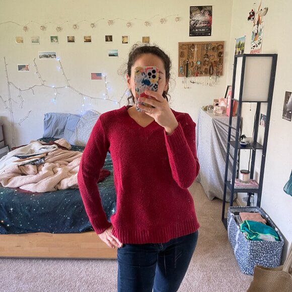 J.Jill Red V-Neck Sweater Size XS - Picture 11 of 15